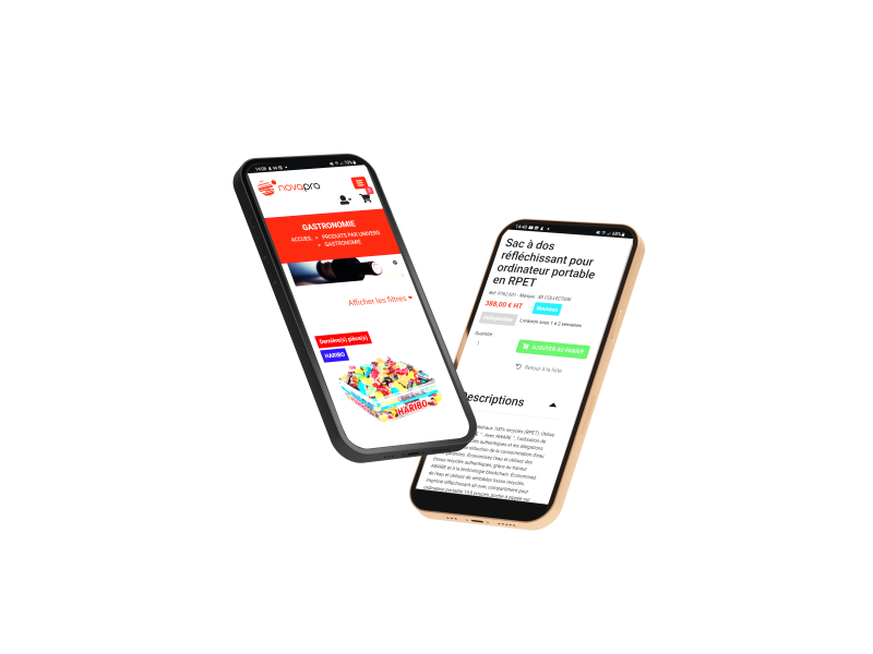 Novapro App sur mobile e-commerce